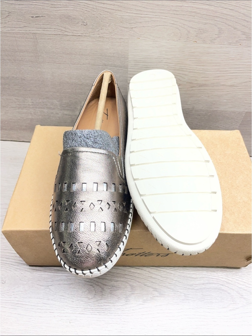 Trotters Metallic Pewter Slip-On Sneakers #328